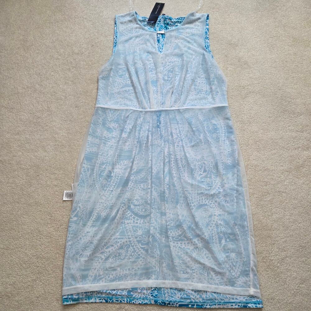 NWT Jones New York XL Jersey Pullover Sleeveless Summer Dress Turquoise White - Picture 10 of 16